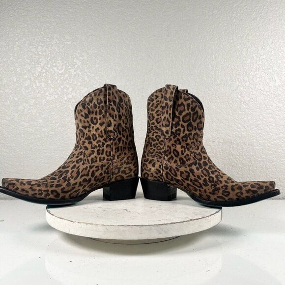 NEW Lane EMMA JANE Womens Cowboy Boots 6 Western Wear Animal Print Leather Short - Picture 7 of 11